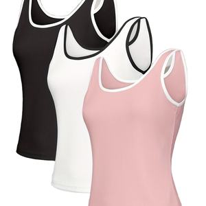 Lot de 3 débardeurs de sport et yoga personnalisables pour femmes, respirants, écologiques, de haute qualité, en tissu tissé décontracté - Product Image 1