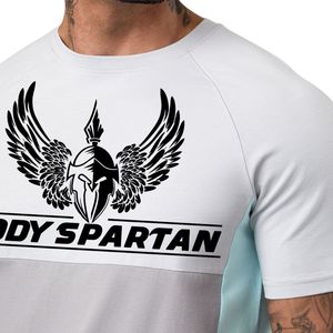 Mens Contrast Panel Jersey <b>Tee</b> <b>White</b> Mint Short Sleeve Performance Gym Workout Shirt Breathable Quick Dry Fitness Running Active - Product Image 3
