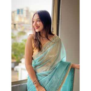 Designer Real Mirror Work Saree Robe de soirée élégante avec look Party Wear - Product Image 4