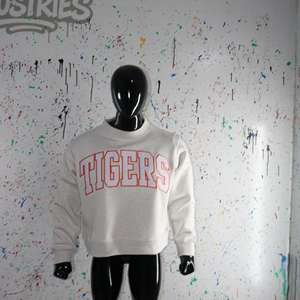 Sudadera TIGERS ASH GREY con cuello alto, 100% BLANCA, con apliques bordados, cuello ancho, hilos finos - Product Image 6