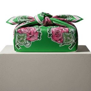 AKA Oversized Rose Ivy Scarf <b>Pink</b> Green Soft Fabric <b>Wrap</b> Premium Lightweight Fashion Accessory Elegant Style - Product Image 3