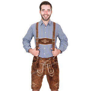 Pantalones cortos bávaros Lederhosen personalizados de fábrica con tirantes para hombre, talla grande, ligeros, 100% cuero de vaca. - Product Image 1
