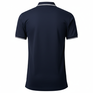Stylish Men's Navy Polo T-Shirt | Tipped Collar Design | Breathable Cotton <b>Blend</b>, Custom Branding Available - Product Image 5