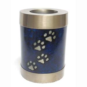 Nouvelle urne funéraire en laiton/aluminium noir avec gravure de patte argentée pour le stockage des cendres funéraires - Product Image 2