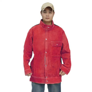 High Performance Heavy Duty Cowhide Split Leather Welding <b>Jacket</b> Reflective Safety Body Protection Construction <b>Workers</b> Welders - Product Image 5