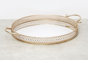 Luxury <b>Silver</b> Metal Decorative Tray with <b>Mirror</b> Base Modern Round Serving Tray Elegant Home Decor Centerpiece Wedding Table. - Product Image 5