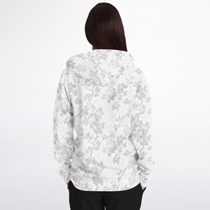 Sudadera con capucha extragrande con cremallera floral, de algodón grueso y forro polar, estilo urbano, unisex, personalizada, con cremallera completa - Product Image 6