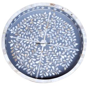 Elegante bandeja redonda para servir Chocolate con incrustaciones de madreperla, bandeja decorativa para el hogar, Hotel, restaurante, fiesta, boda, bandeja para servir - Product Image 1