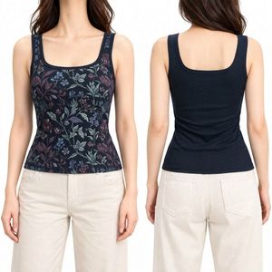 Royal <b>Navy</b> Blue Silky Tank <b>Top</b> Flawless Quality Floral Print Sleeveless Scoop Neck Smooth Flexible Beachwear <b>Tops</b> - Product Image 1