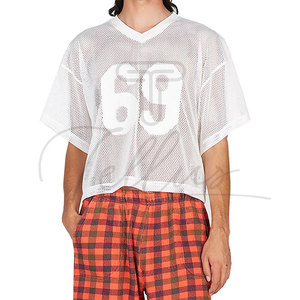 Camiseta de corte holgado con logo personalizado para hombre, de poliéster de alto gramaje, oversize, lisa, con cuello redondo, estilo urbano, de malla, de secado rápido y transpirable. - Product Image 2