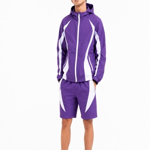 Ensemble short et coupe-vent pour homme, léger, décontracté, streetwear, survêtement sportif, respirant, confortable, coupe ajustée, streetwear urbain - Product Image 2