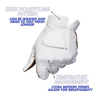 Guantes de Golf Deportivos Transpirables con Logotipo Personalizado Unisex, Agarre Estable y Duradero, Cuero Cabretta y Spandex, Blancos, para Exteriores, Talla Adulto