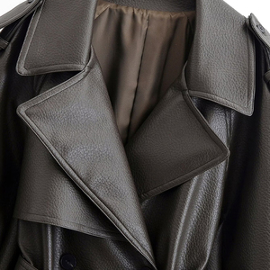 เสื้อโค้ทหนังเทียมแฟชั่นใหม่ ZATRHMBM ประจำฤดูใบไม้ร่วง/ฤดูหนาว 2025 พร้อมเข็มขัดสไตล์เรโทรและแขนยาว - แจ็คเก็ตผู้หญิงลำลอง - Product Image 3
