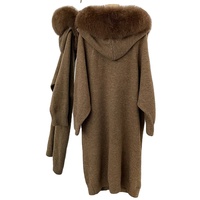 Pull court à col en fourrure véritable pour femmes, automne-hiver, vente chaude, manteau en laine à capuche, tricot pour femmes