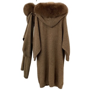 Suéter Corto con Cuello de Piel Auténtica para Mujer, Otoño Invierno, Abrigo de Lana con Capucha, Prenda de Punto para Mujer, Gran Venta - Product Image 5