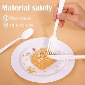 Ensemble de couverts 100% compostables et recyclables, fourchettes, couteaux, cuillères en PLA bagasse, sans BPA, écologiques, jetables pour les fêtes - Product Image 2