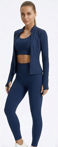 Women Yoga Wear Compression Three Piece Set Sportswear Bra Leggings & Training <b>Jacket</b> Women's Base Layer 3 Pcs - Product Image 6
