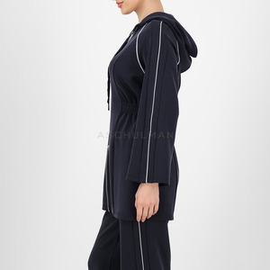 Ensemble de survêtement pour femmes à manches longues, couleur unie, avec poches latérales, fermeture éclair, capuche, coupe ample décontractée, vêtements d'automne - Product Image 3