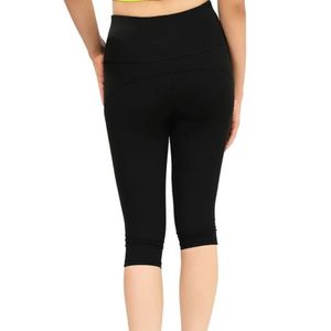 Women's <b>Black</b> <b>High</b> <b>Waist</b> Capri <b>Leggings</b> Knee Length Stretch Fitted Athletic Pants for Yoga Workout Running Fitness Training - Product Image 6