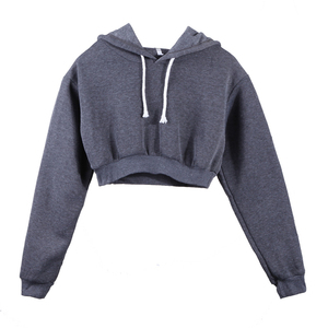 Haut court à capuche personnalisé pour femme, 100 % coton, décontracté, oversize, écologique, respirant, avec poches, pour l'automne - Product Image 1