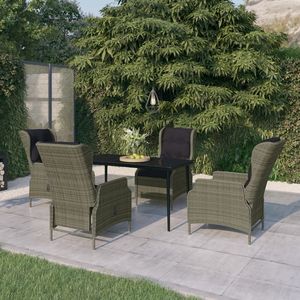 Set da Pranzo da Giardino in Rattan PE Marrone Medio per 4 Persone, Resistente alle Intemperie, Arredamento da Esterno Stile Contemporaneo - Product Image 1