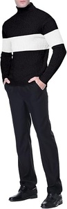 Pull à col roulé en tricot noir uni pour homme, manches longues, vêtements d'hiver - Product Image 6