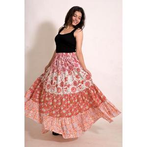 Handmade Breathable Eco-Friendly Cotton <b>Patchwork</b> Wrap Long Maxi <b>Skirt</b> Boho Festival Indian Hippie Casual Women's Clothing - Product Image 3