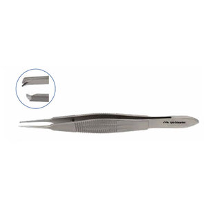 Pince à suture Castroviejo Premium 1x2 dents, 0,9 mm de large, 11,5 cm de longueur totale, instrument micro-chirurgical manuel à poignée ergonomique - Product Image 1