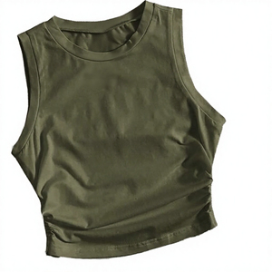 Women's Sleeveless Breathable Knitted Eco-Friendly Quick Dry 100% Cotton Hip Hop Casual Short Ribbed Basic Crop Tank <b>Top</b> - Product Image 1