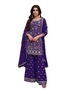 Último diseñador Faux Georgette bordado secuencia trabajo Sharara traje por Fab Zone - Product Image 1