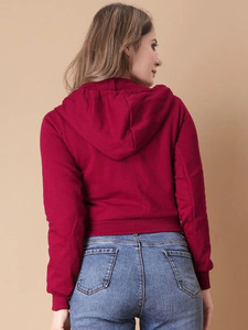 Sudadera con capucha y cremallera para mujer, talla grande, color liso, manga larga, informal, para otoño, con bolsillos laterales, de poliéster de peso medio, ajuste cómodo - Product Image 2