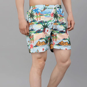 Men's Premium Swim <b>Shorts</b> | Vintage <b>Hawaiian</b> Tropical Print Beach Trunks | Quick-Dry Summer Surf Wear Athletic Board <b>Shorts</b> Set - Product Image 2