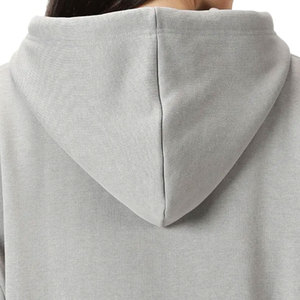 Sweat-shirt à capuche oversize pour femme, gris uni, 100% coton molletonné, épaules tombantes, manches longues, respirant - Product Image 4
