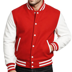 Veste universitaire bleue et blanche pour homme, col rabattu, fermeture boutonnée, style preppy, coupe classique, vêtement d'automne, couleur unie - Product Image 3