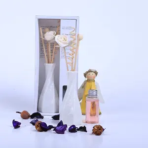 Luchtverfrisser Thuis Keramische Fles Reed Diffuser Set Gift Met Sola Bloem Diffuser Sticks