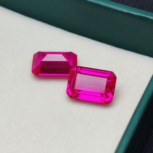 พลอยสังเคราะห์สีชมพูแดงทรงเอเมอรัลด์คัท สำหรับทำเครื่องประดับชั้นดี - Product Image 1