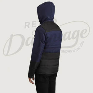 Chaqueta Acolchada con Capucha para Hombre, Azul Marino, con Parches en Contraste, Estilo Cargo, con Múltiples Bolsillos, Abrigo Acolchado Cálido para Invierno - Product Image 2