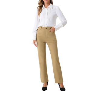 Pantalons de travail décontractés à jambe droite pour femmes, très extensibles, avec services OEM ODM en gros - Product Image 6