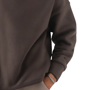 Sweat-shirt à capuche oversize marron personnalisé avec logo pour femme, en molleton épais, coupe décontractée, style streetwear, vente en gros - Product Image 6