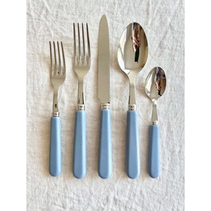 ชุดรับประทานอาหารเกาหลีพร้อมชุดเสิร์ฟสลัดทันสมัยด้ามจับยาวสแตนเลสสตีลหรูหราสีเงิน - Product Image 1