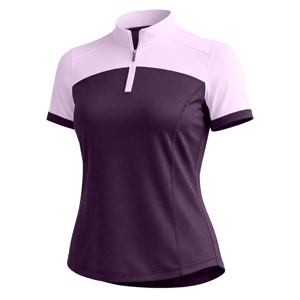 Camiseta deportiva beige para mujer, con cuello alto, manga corta, cremallera, corte ajustado, que absorbe la humedad, de poliéster, para verano. - Product Image 5