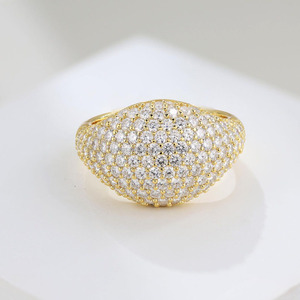 Wide Pave Rhodium Plated Dome <b>Ring</b> Bold Chunky <b>Statement</b> <b>Ring</b> Sterling Silver 925 Cocktail <b>Ring</b> Handmade Gift - Product Image 1