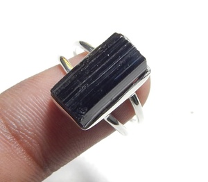 Bague Tourmaline noire en argent Sterling 925 cadeau d'anniversaire pour hommes et femmes bijoux bague en pierre de cristal faite à la main bague authentique - Product Image 5