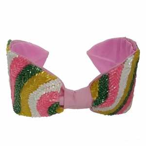 Serre-têtes élégants faits main avec broderie et perles de verre pour fêtes, cadeaux festifs, personnalisables, tendance, accessoires pour cheveux - Product Image 3