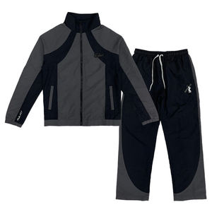 Ensemble de survêtement sportif personnalisé, coupe-vent, séchage rapide, avec logo brodé et fermeture éclair, idéal pour le jogging en extérieur et la mode urbaine - Product Image 1