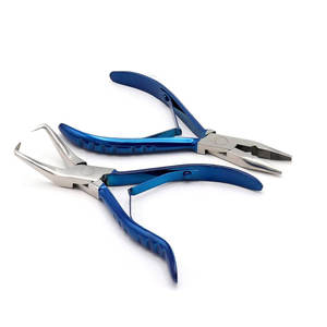 Pince à extensions de cheveux en acier inoxydable avec poignée bleue, outils d'installation et de retrait, qualité professionnelle supérieure - Product Image 1