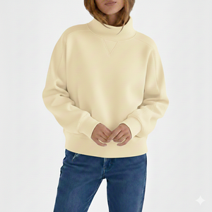 Sweat-shirts pour femmes en molleton épais de haute qualité, taille plus, col montant, logo personnalisé, automne-hiver, écologiques, 380g - Product Image 6