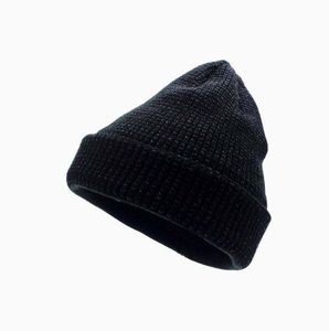 Unisex Black Ribbed Knit Beanie Hat 100% Acrylic Casual <b>Winter</b> <b>Cap</b> Solid Color Adult Size 56-58CM - Product Image 1
