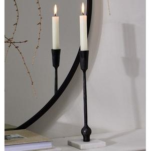 Candelabro Alto de Metal Negro con Base de Mármol Blanco, Soporte Decorativo Minimalista para Sala de Estar, Mesa de Comedor, Estilo Contemporáneo - Product Image 1
