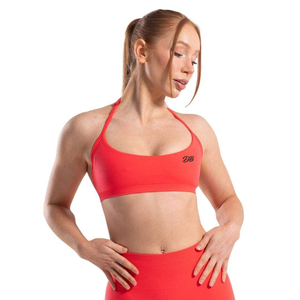 Top Deportivo Corto para Mujer con Logotipo Personalizado, Color Rojo Coral, Cuello Halter, Sin Costuras, con Tirantes Finos, para Gimnasio, Fitness y Ejercicio, Venta al Por Mayor - Product Image 1